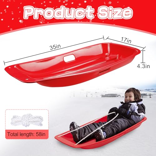 Flexible Plastic Snow Sled with Pull Rope for 1-2 Rider I1868