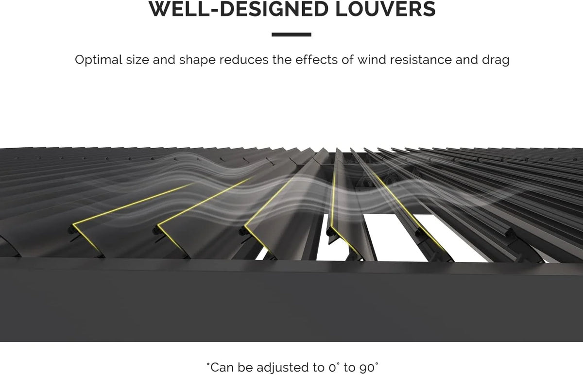 11' x 13' Grey Aluminum Louvered Pergola X6912