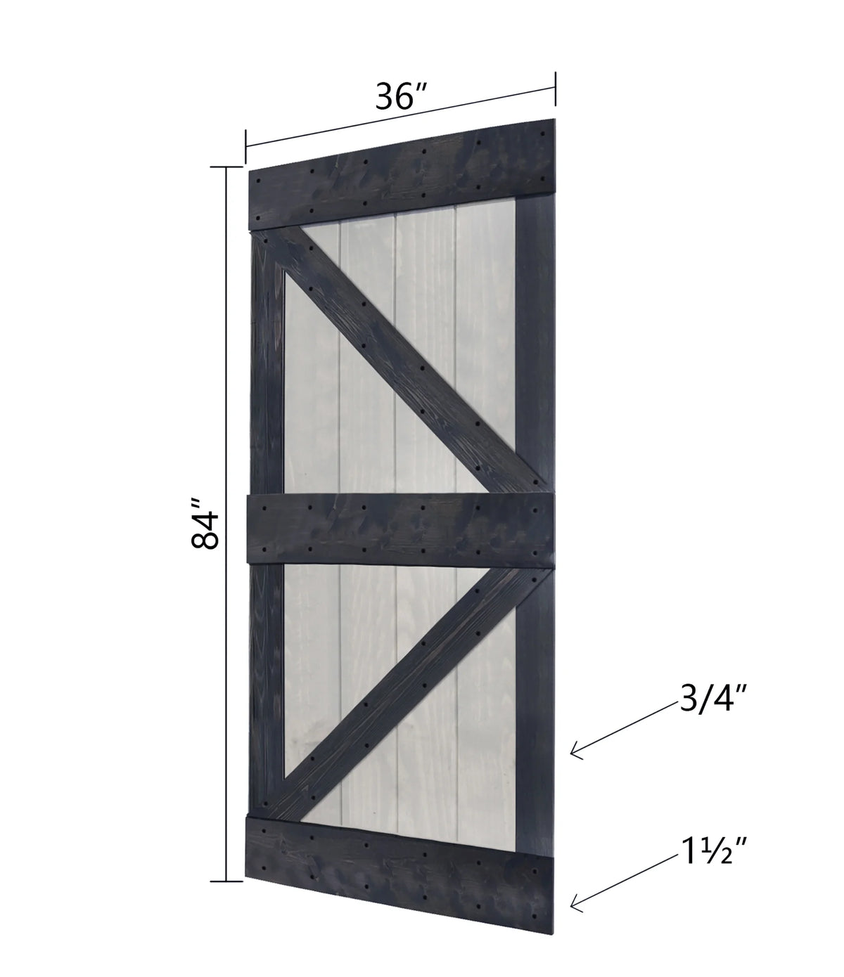 French Gray/Carbon Gray Knotty Pine Wood Sliding Barn Door With Installation Hardware Kit P2066