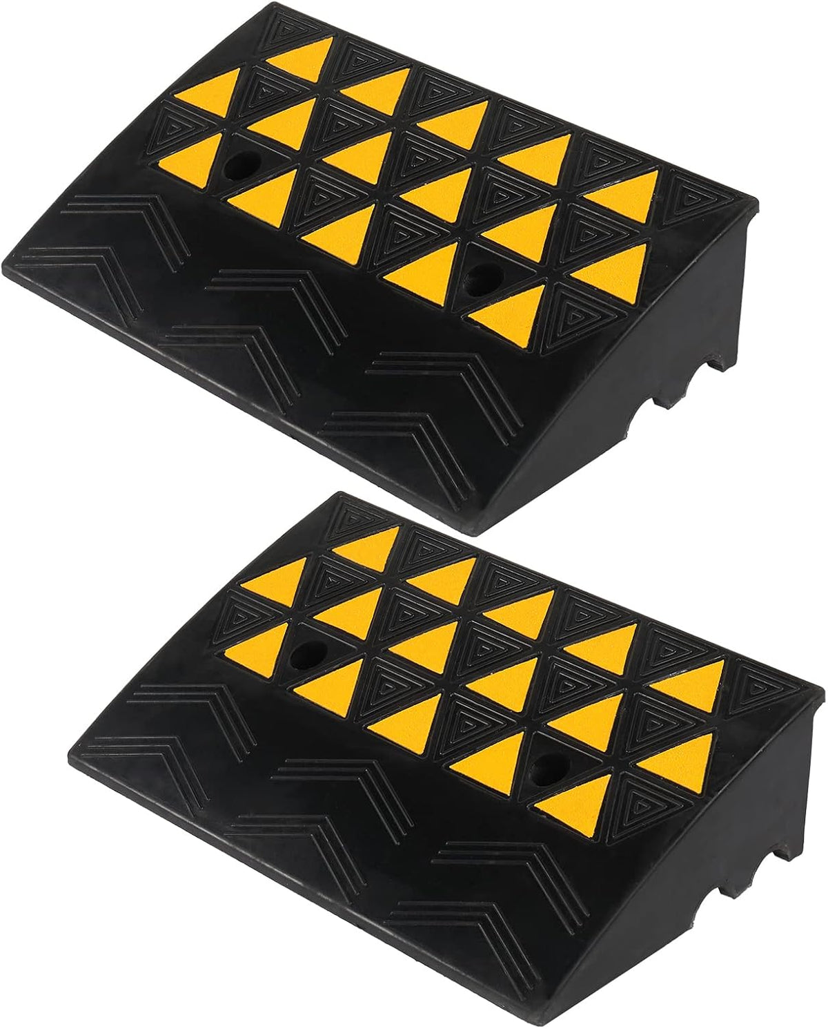 2PCS 6 Rubber Car Curb Ramps, Anti-Slip Heavy Duty Threshold Ramp with Expansion Bolts F4833