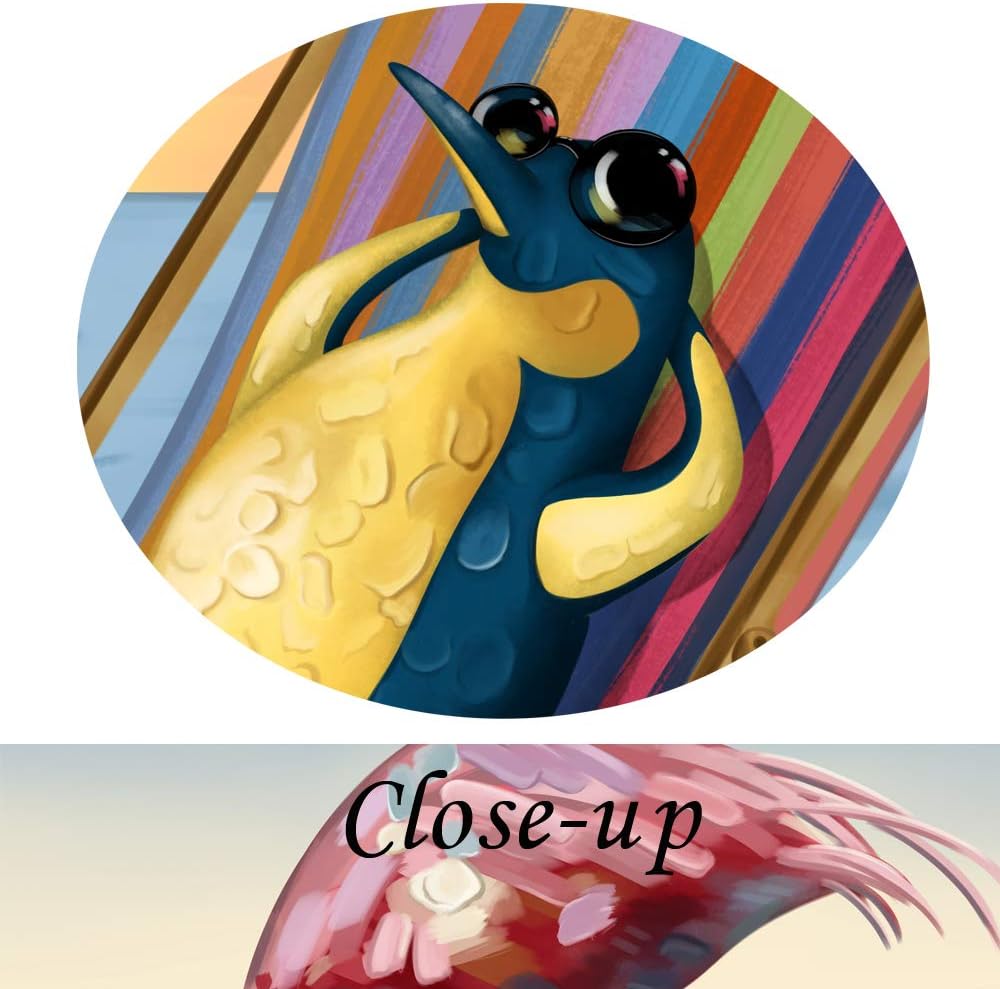Funny Animal Flamingo and Penguin on Beach Vacation Canvas Prints Painting with Stretched Frame Wall Art 24x24inch F659