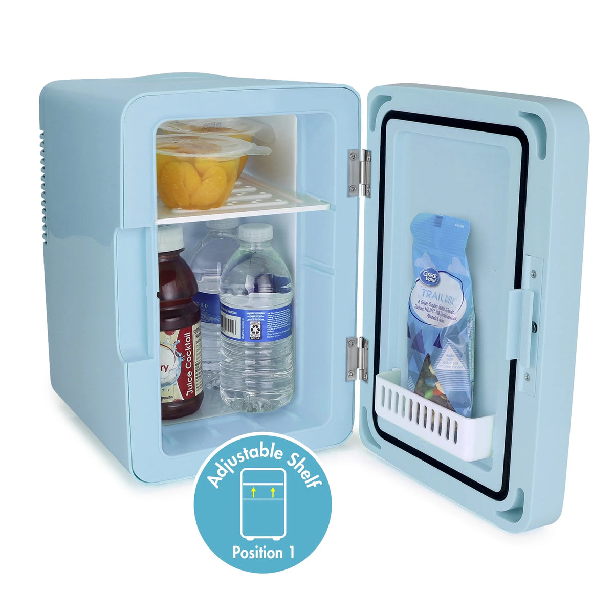6 Can LED Lighted Mini Fridge with Mirror Door R3729