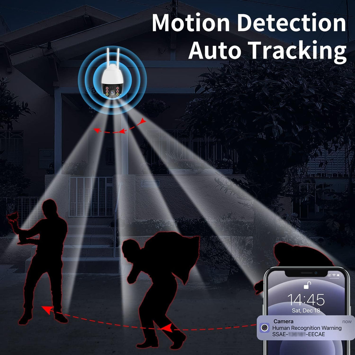 Wireless WiFi 1080P Security Camera with Motion Detection, Auto Tracking, Two Way Audio, Full Color Night Vision G64172