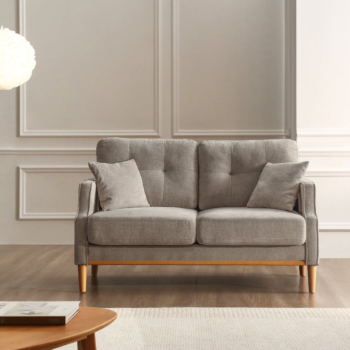 Cream Waterproof Fabric 2 Seater Loveseat Sofa C137347