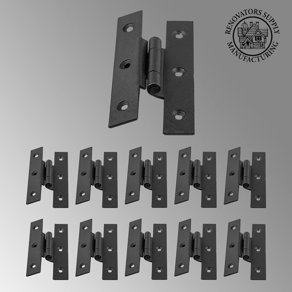 Black 3.5 Height 3/8 Offset Wrought Iron H Hinges Pack Of 10 S222763