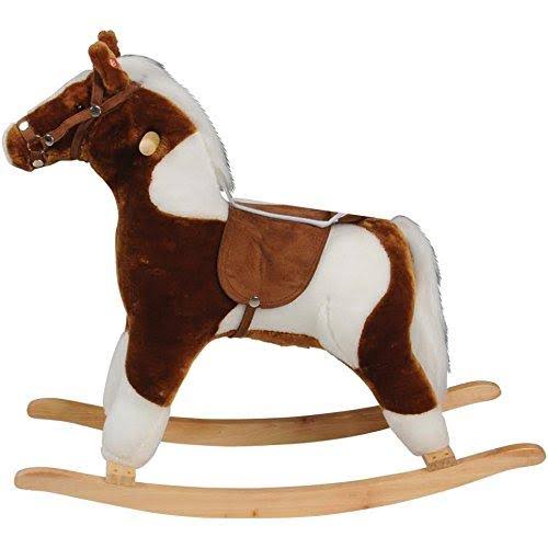 Pinto Rocking Horse with Brown Saddle J415