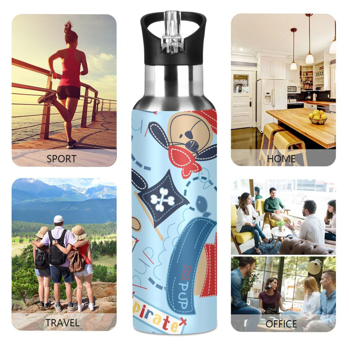 Stainless Steel Insulated Water Bottle with Straw Lid L95175