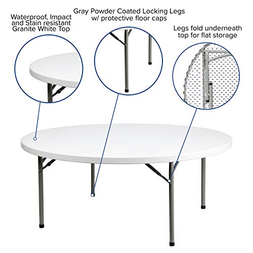 2' Round White Plastic Folding Event Table J511839