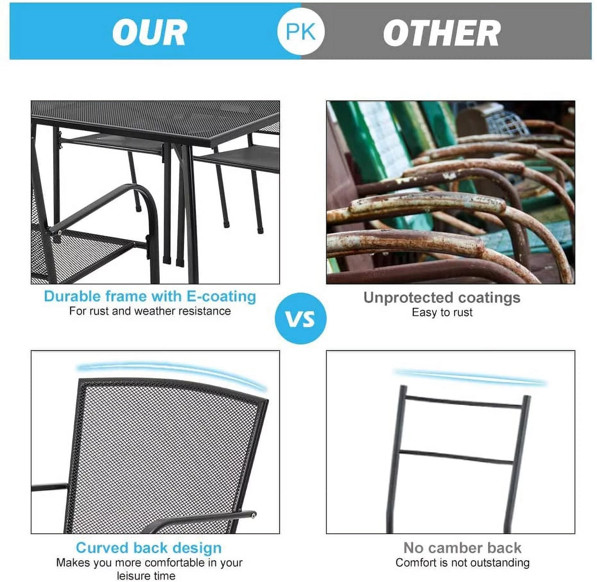 5-Piece Metal Patio Dining Set with 4 Stackable Chairs K76047