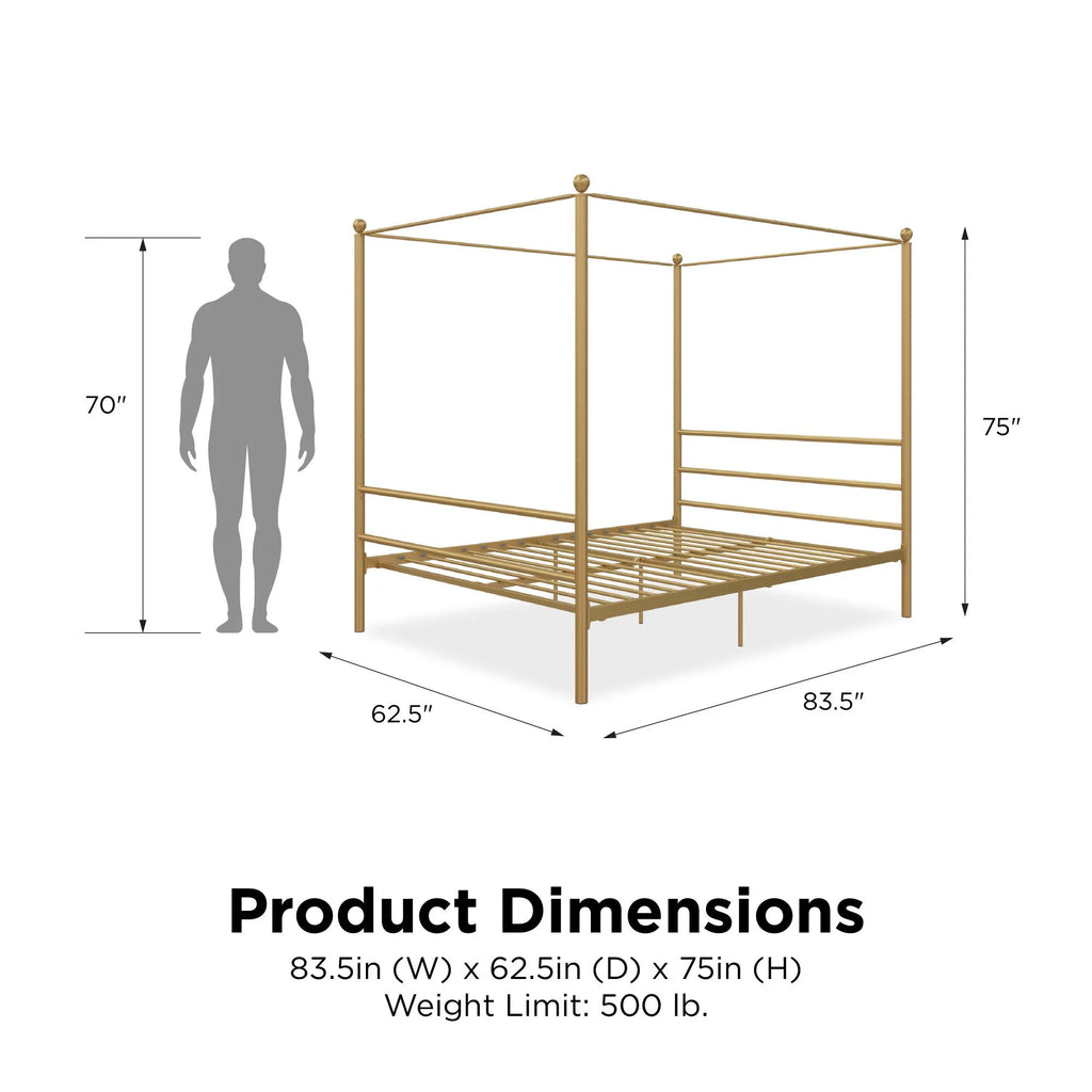 Queen Gold Metal Canopy Bed B131426