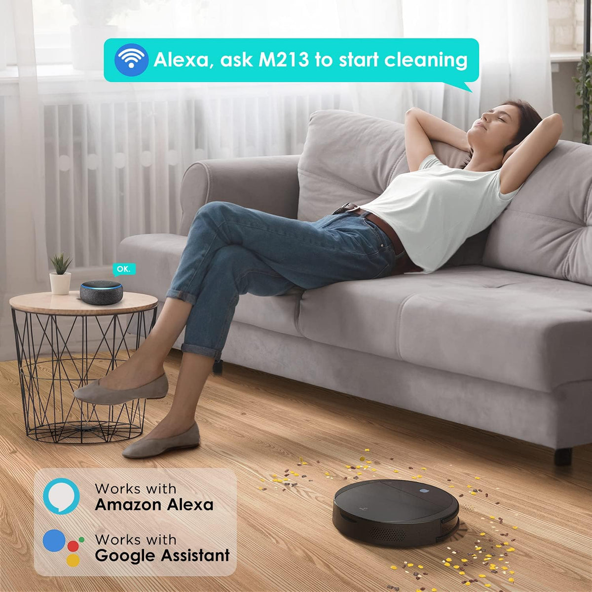 Robot Vacuum and Mop, 2200Pa Suction, 500ml Dust Box Q40245