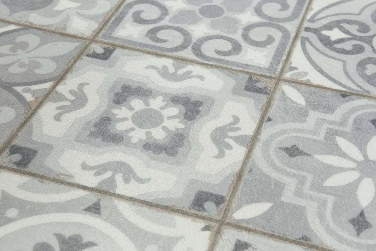 White Sand Stone Look Low-Gloss Finish Sheet Vinyl W492
