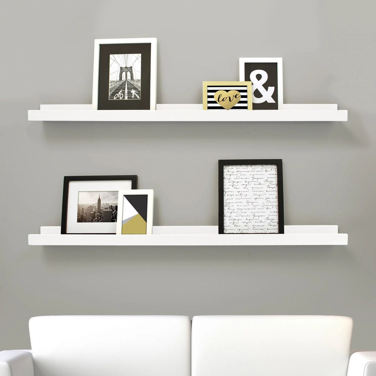 Set of 2 White Engineered Wood Frame Ledge L9440