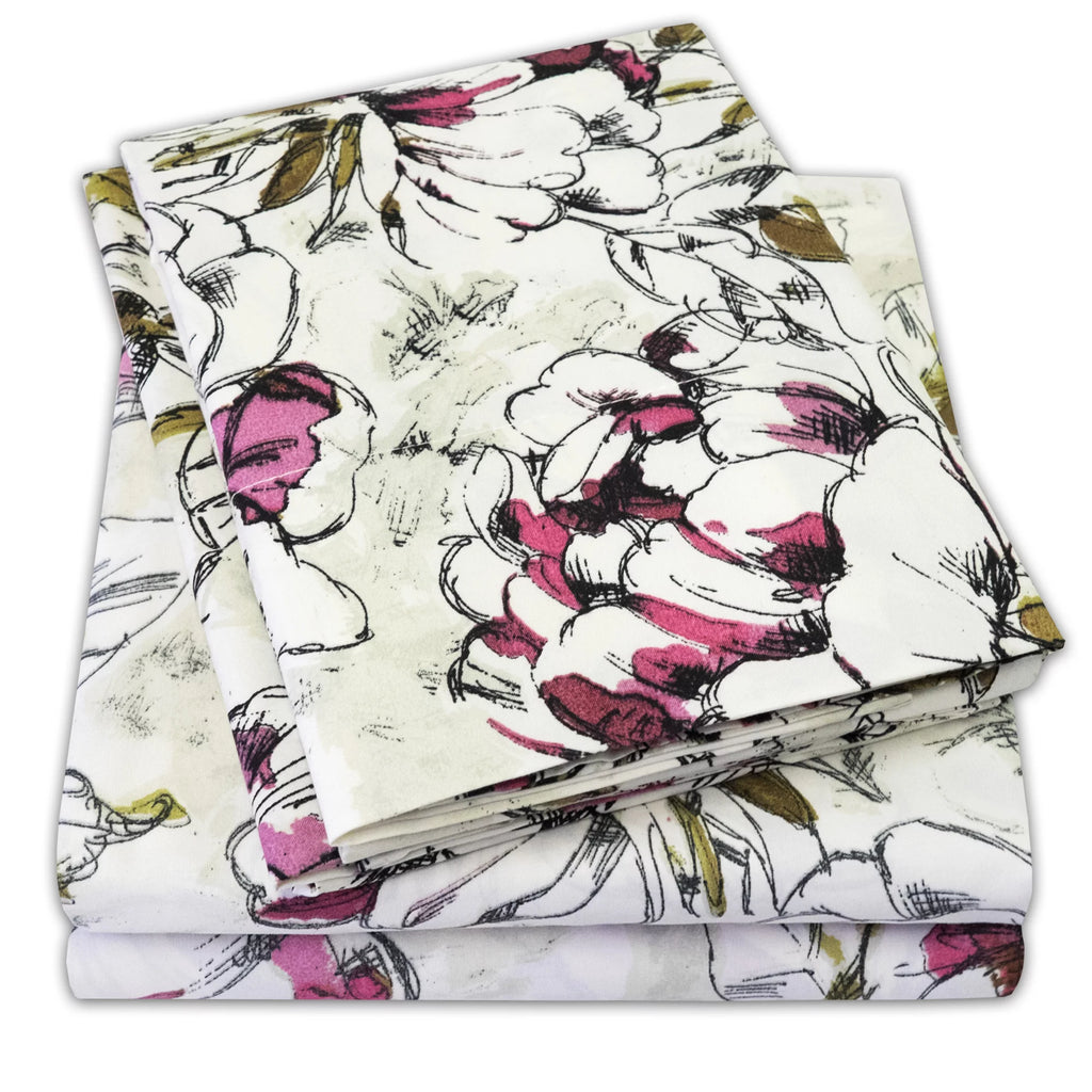 Queen Size 4-Piece Deep Pocket Bed Sheet Set Y605