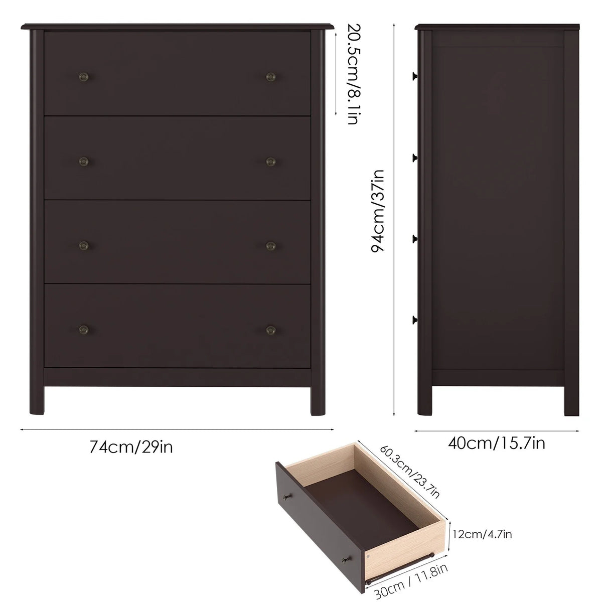 White 4 Drawer Dresser L575907