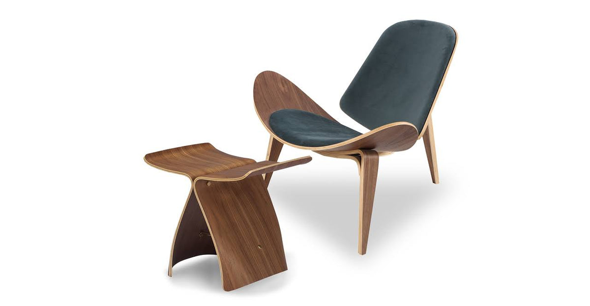 Walnut Blue Velvet Fabric Chair 2-pc Set X487
