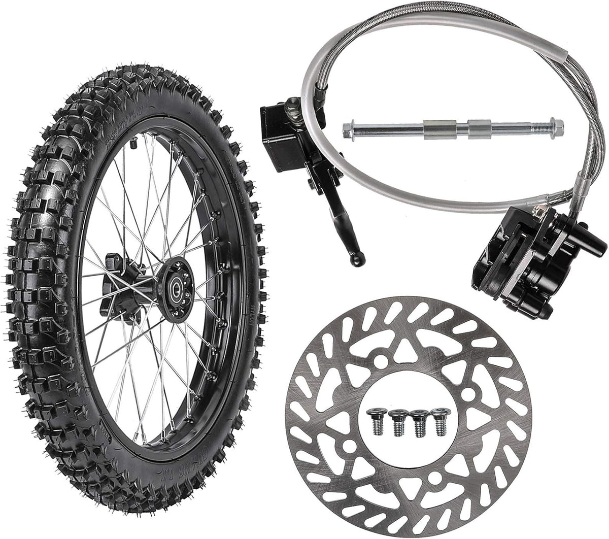 70/100-17 Front Wheel Tire Rim with Brake Disc Rotor and Hydraulic Disc Brake Caliper Set G236