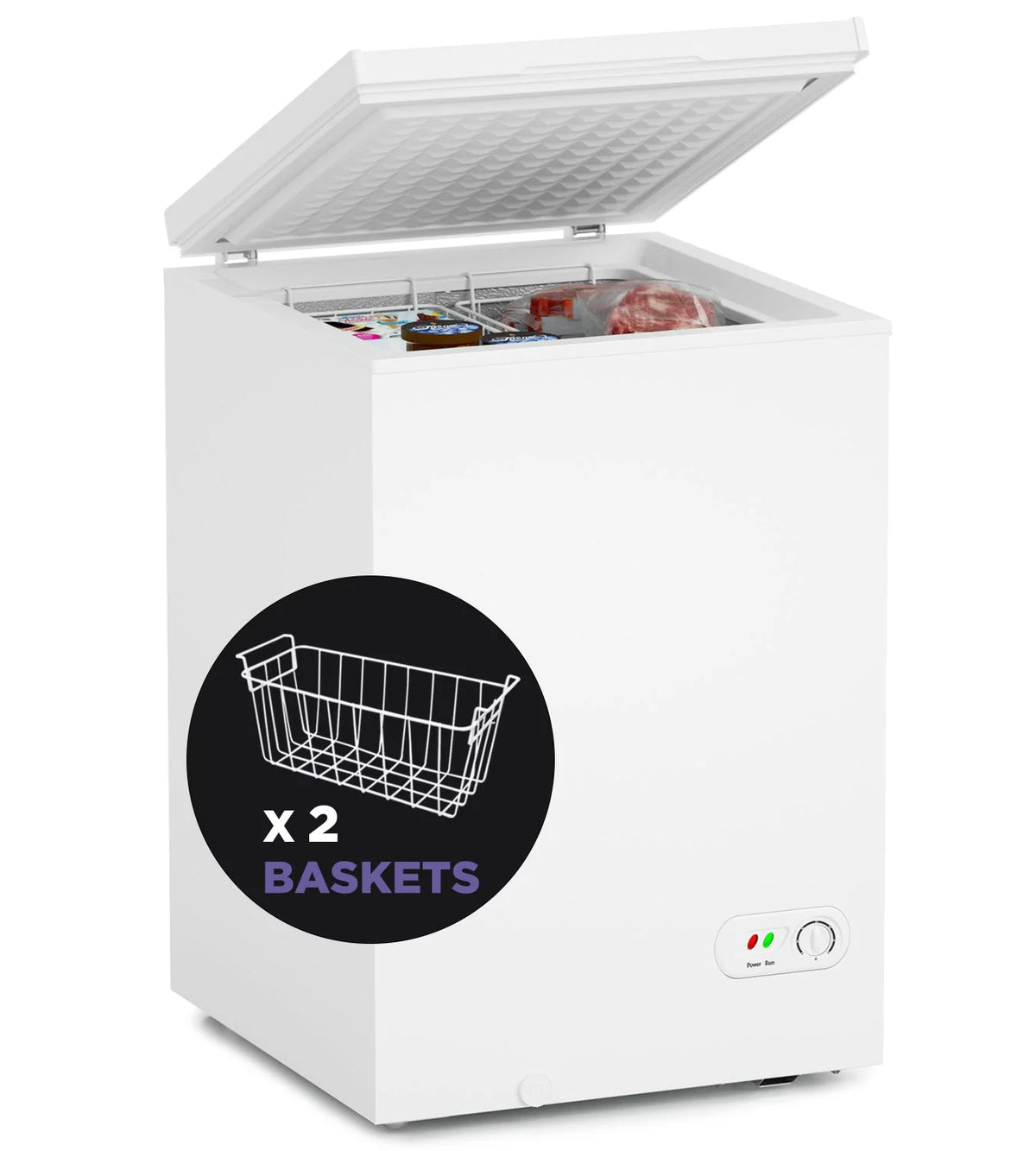 3.5 Cu Ft Compact Chest Freezer with 2 Removable Baskets G9358