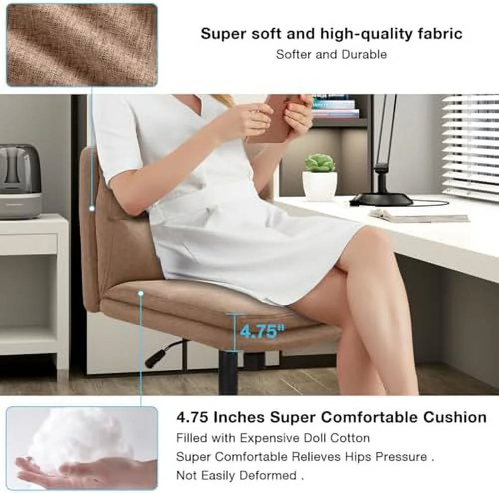 Armless Fabric Padded Office Chair with Wheels J8209