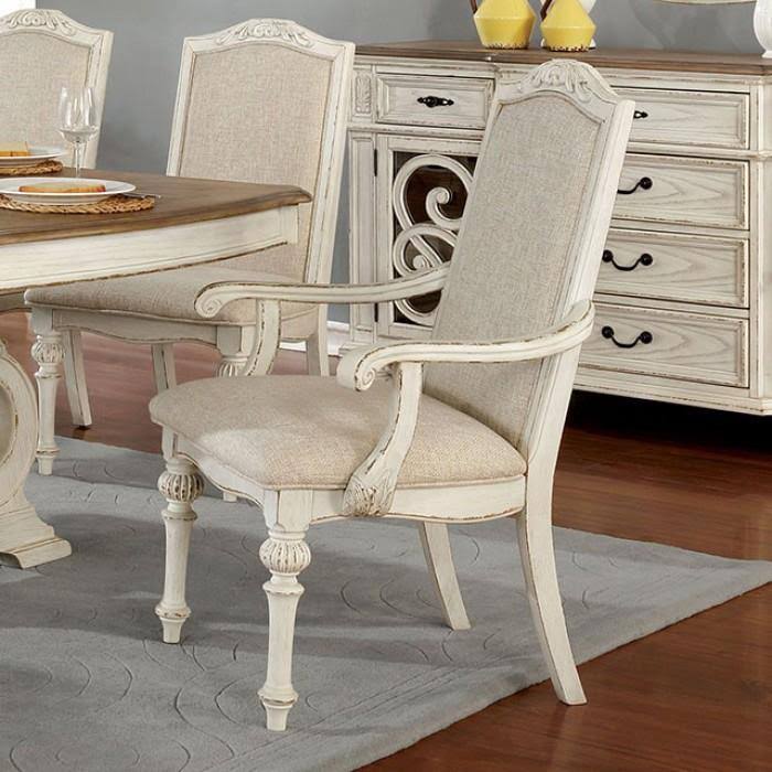 Antique White Arm Chair Set of 2 M525668