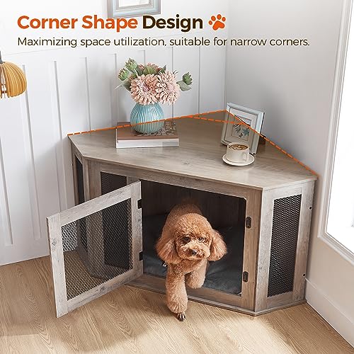 Greige and Black Wooden Dog Crate Furniture P559