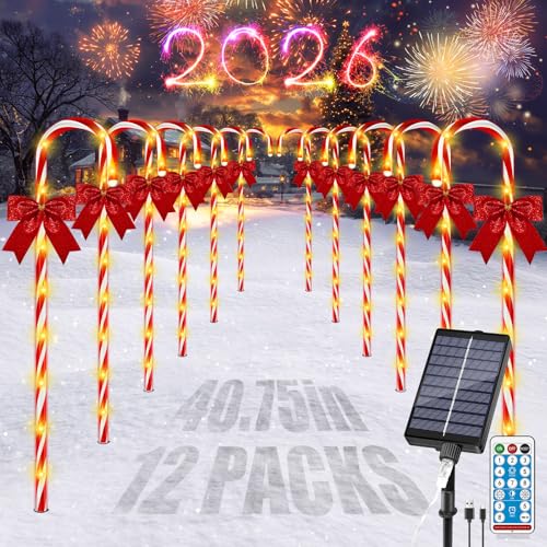 24PCS 240LED Solar Candy Cane Pathway Lights V693768