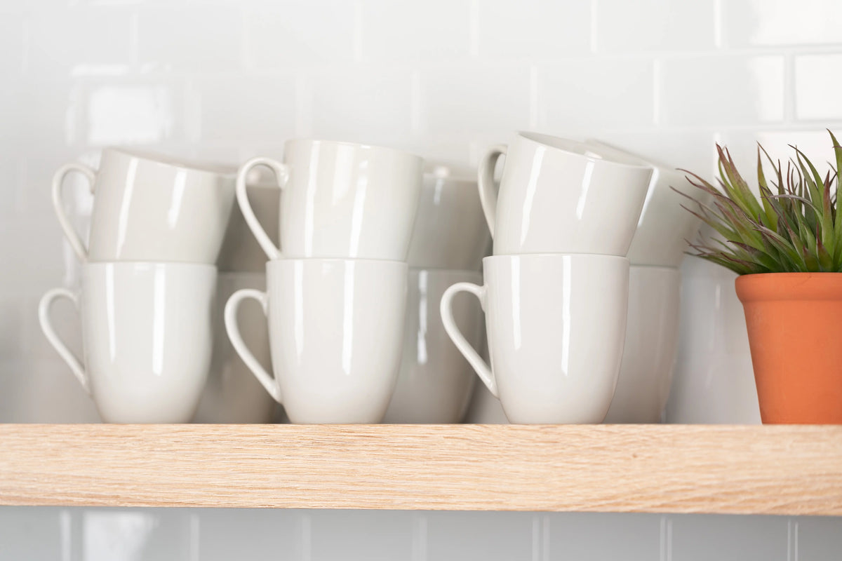 Ceramic Mug Set of 12 White Y2557