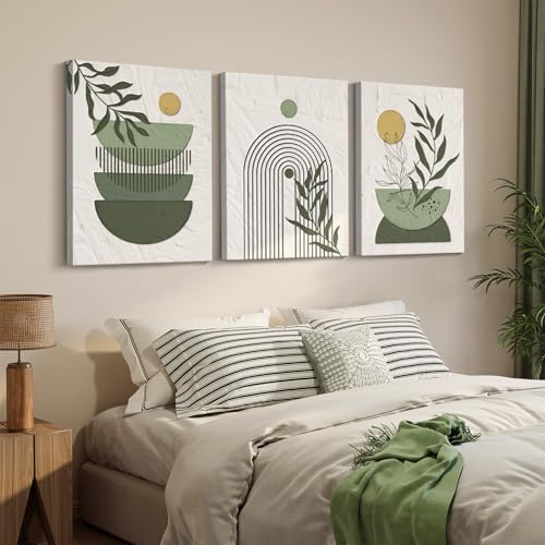 3 Pieces Framed Canvas Abstract Geometric Wall Art Set, 12x16 Inch O91330