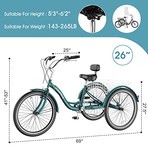 7 Speed 20/24/26 inch Three Wheel Adult Tricycle Y756419