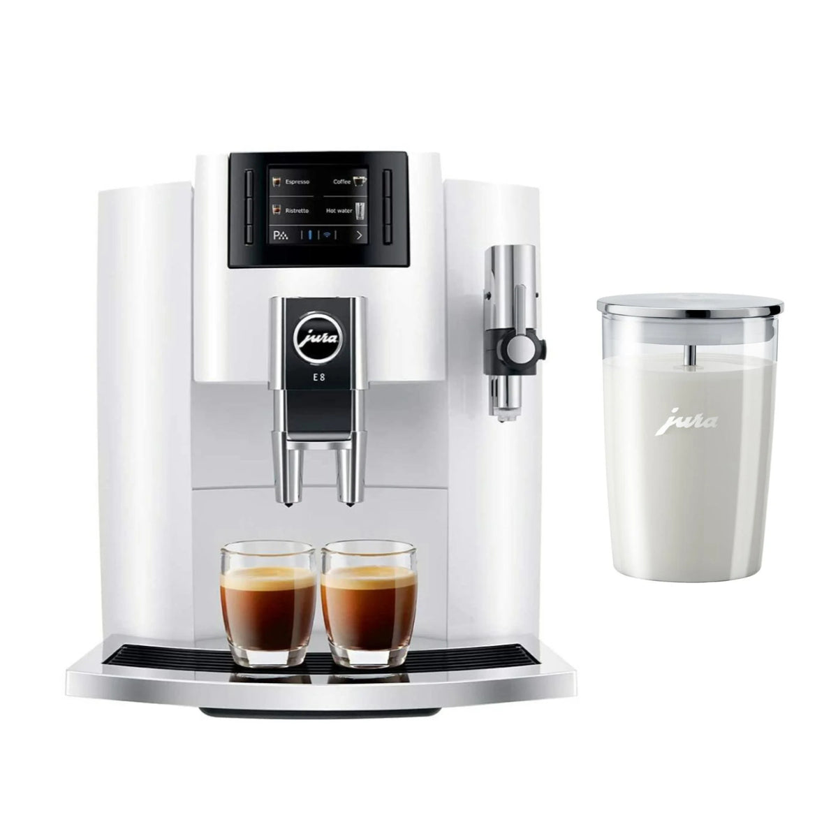 Piano White Automatic Espresso Machine with Glass Milk Container I8684