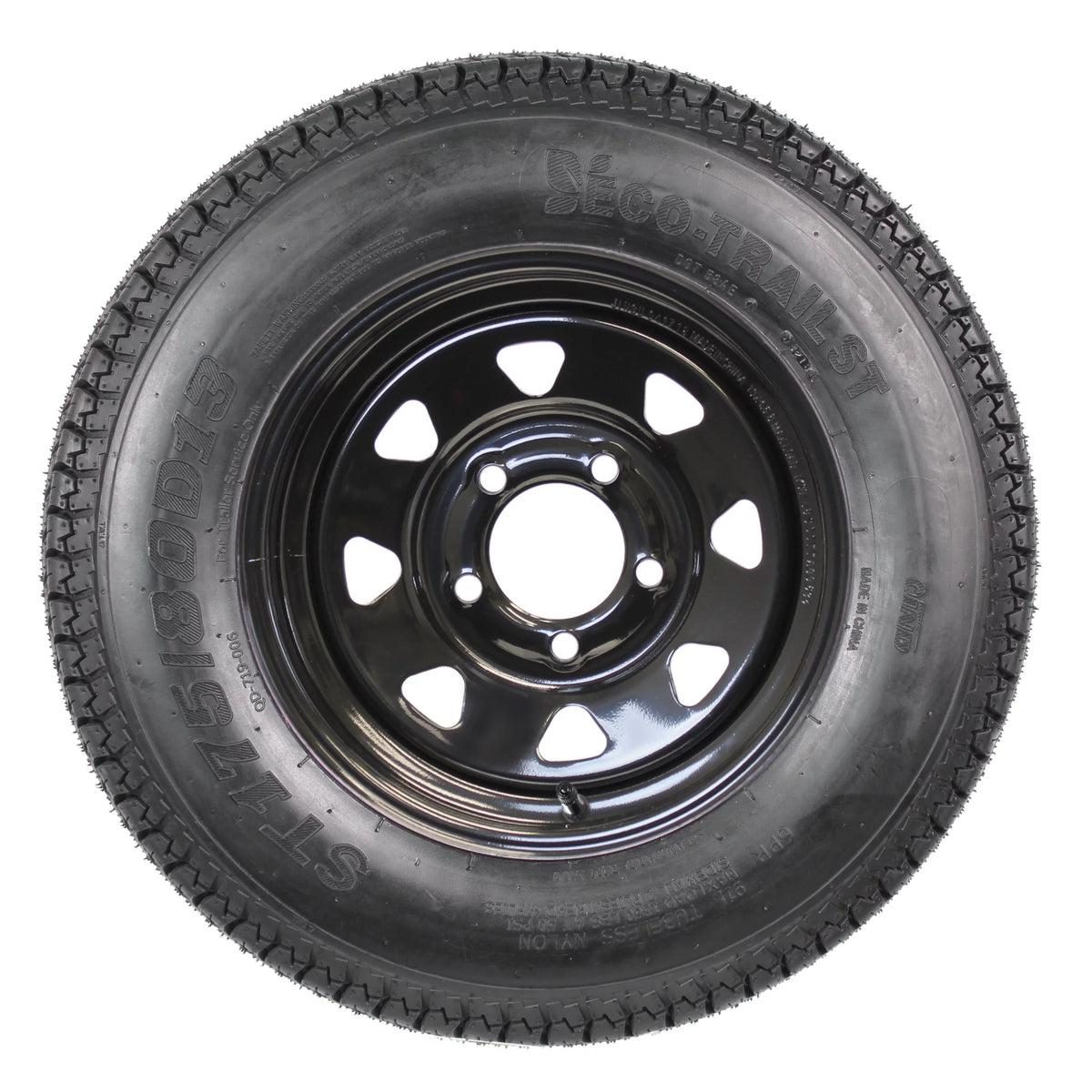 2-Pk Mounted Trailer Tire Black Spoke Wheel Rim ST175/80D13 N92710