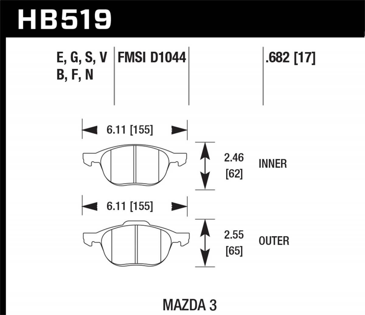DTC 70 Brake Pads B5463