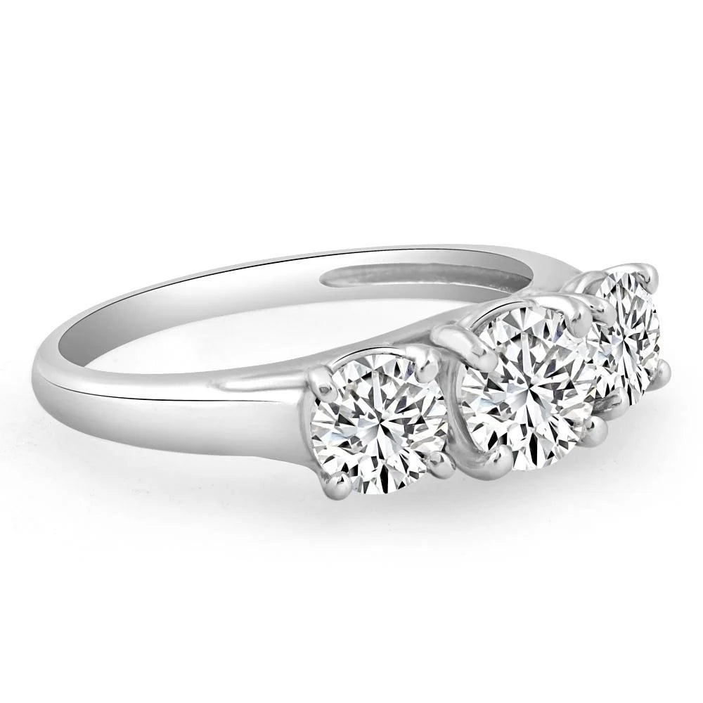 Three Stone Diamond Engagement Ring 10K White Gold L595567