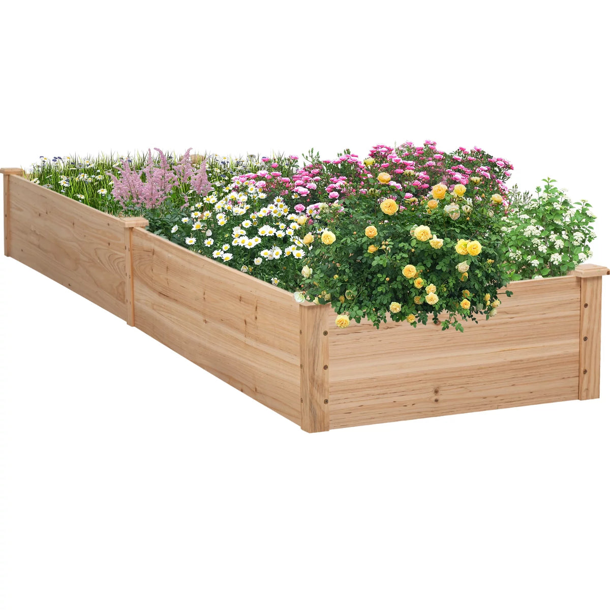 Raised Wooden Planter Box 92x22x9in I808894