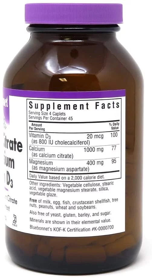 Calcium Citrate Magnesium Plus Vitamin D3 Caplets, 180 Caplets M5455