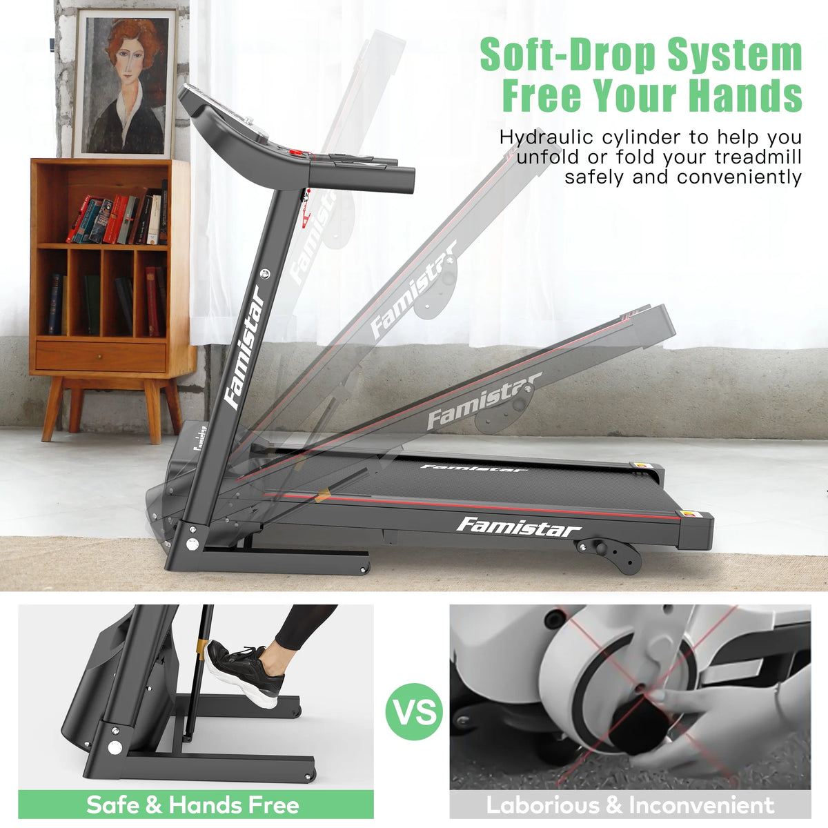 Folding Electric Treadmill with 2.5HP 3 Manual Incline K681
