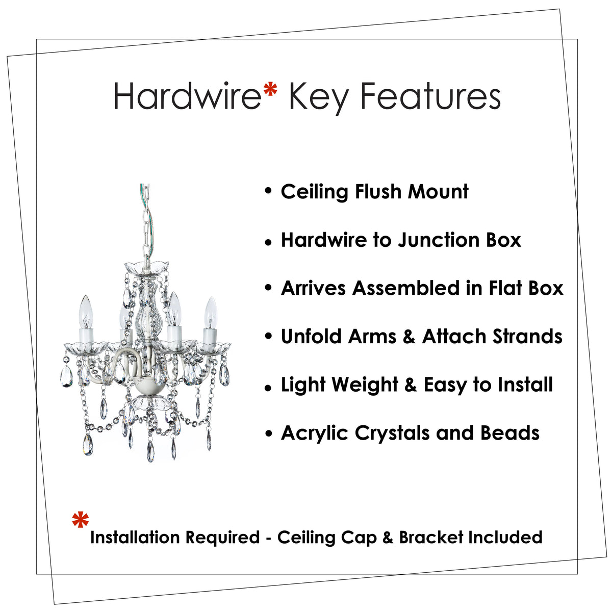 Clear 4 Light Acrylic Crystal Chandelier Z214977