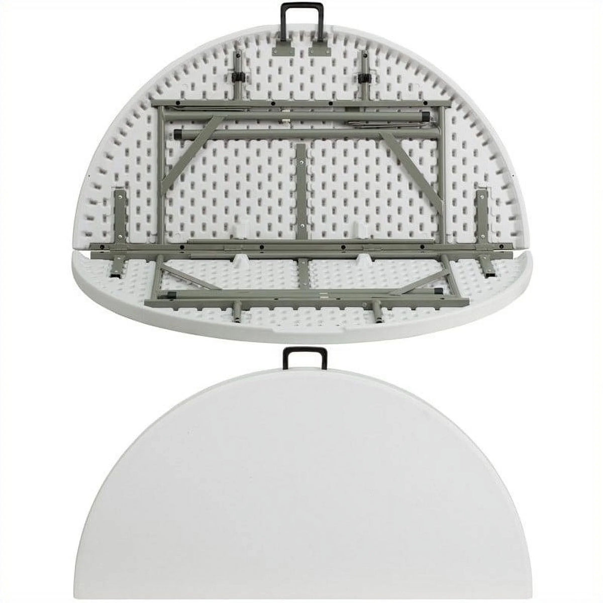 60.5" Round Granite Folding Table in White P71756