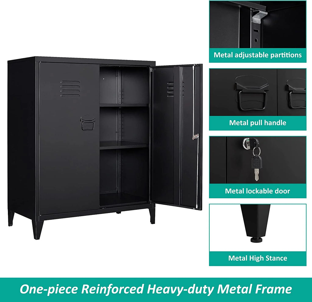 40" Metal Cabinet with Doors and Shelves T2187