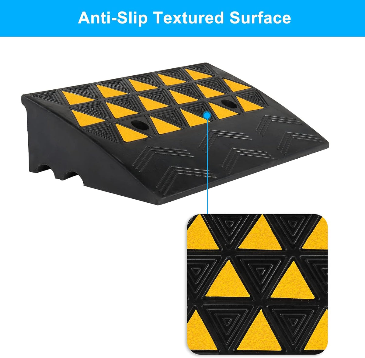 2PCS 6 Rubber Car Curb Ramps, Anti-Slip Heavy Duty Threshold Ramp with Expansion Bolts F4833