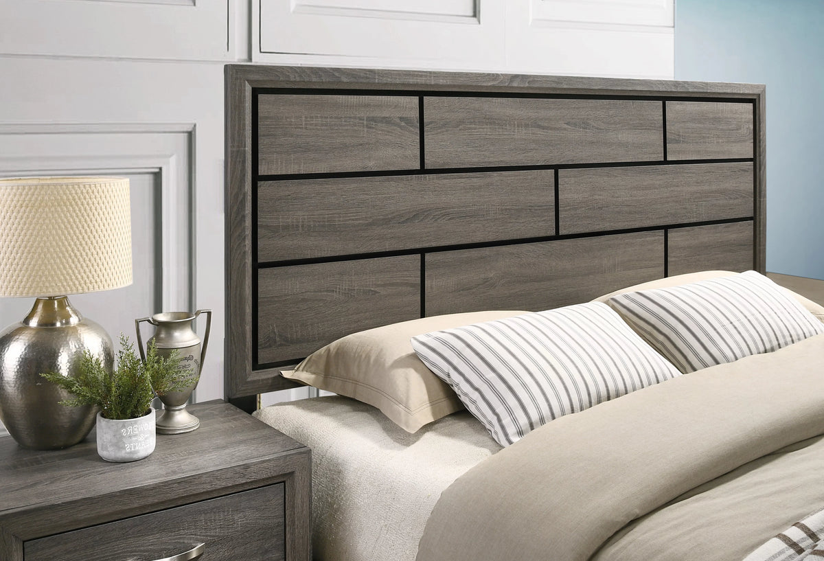 Queen Size Wood Bedroom Set with Bed Dresser Mirror Nightstands Chest T42167