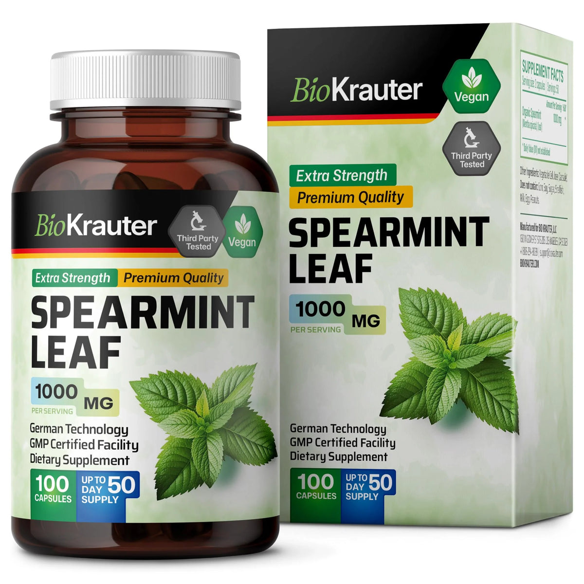 Spearmint Capsules 1000 mg 100 Vegan Capsules Z35277