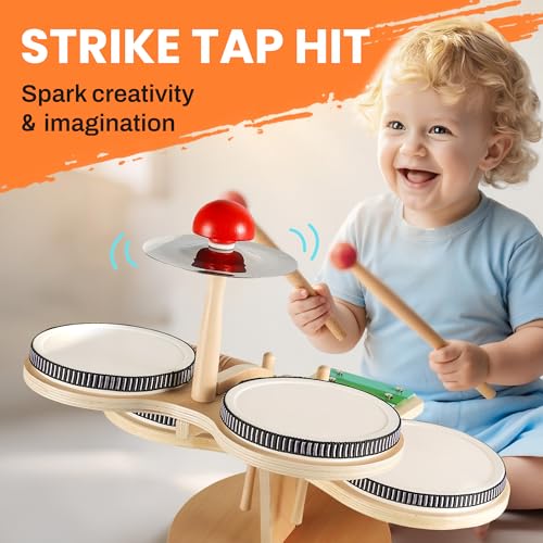Wooden 8 in 1 Percussion Drum Kit with Xylophone Cymbal N262