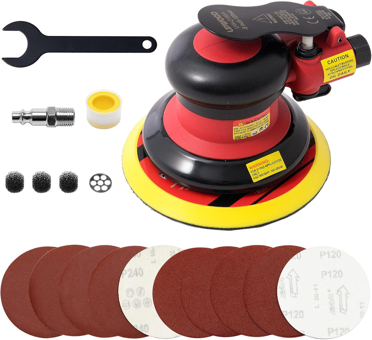 5 inch Air Random Orbital Sander, Dual Action Pneumatic Palm Sander, Pack of 2 U40056