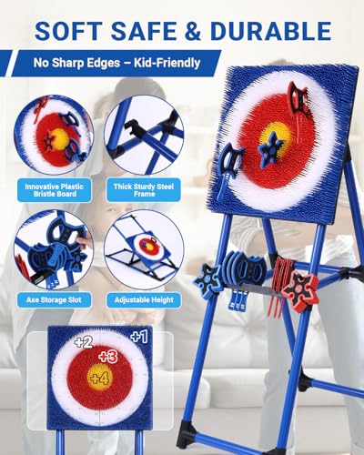 8 Throwing Axes Set with Foldable Plastic Target J544967