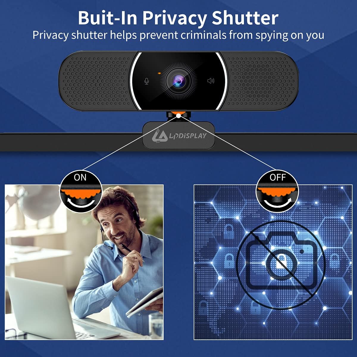 3 in 1 HD 1080p Webcam with Microphone and Speakers A6073