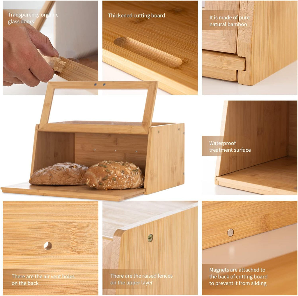 Bamboo Bread Box with Cutting Board H902