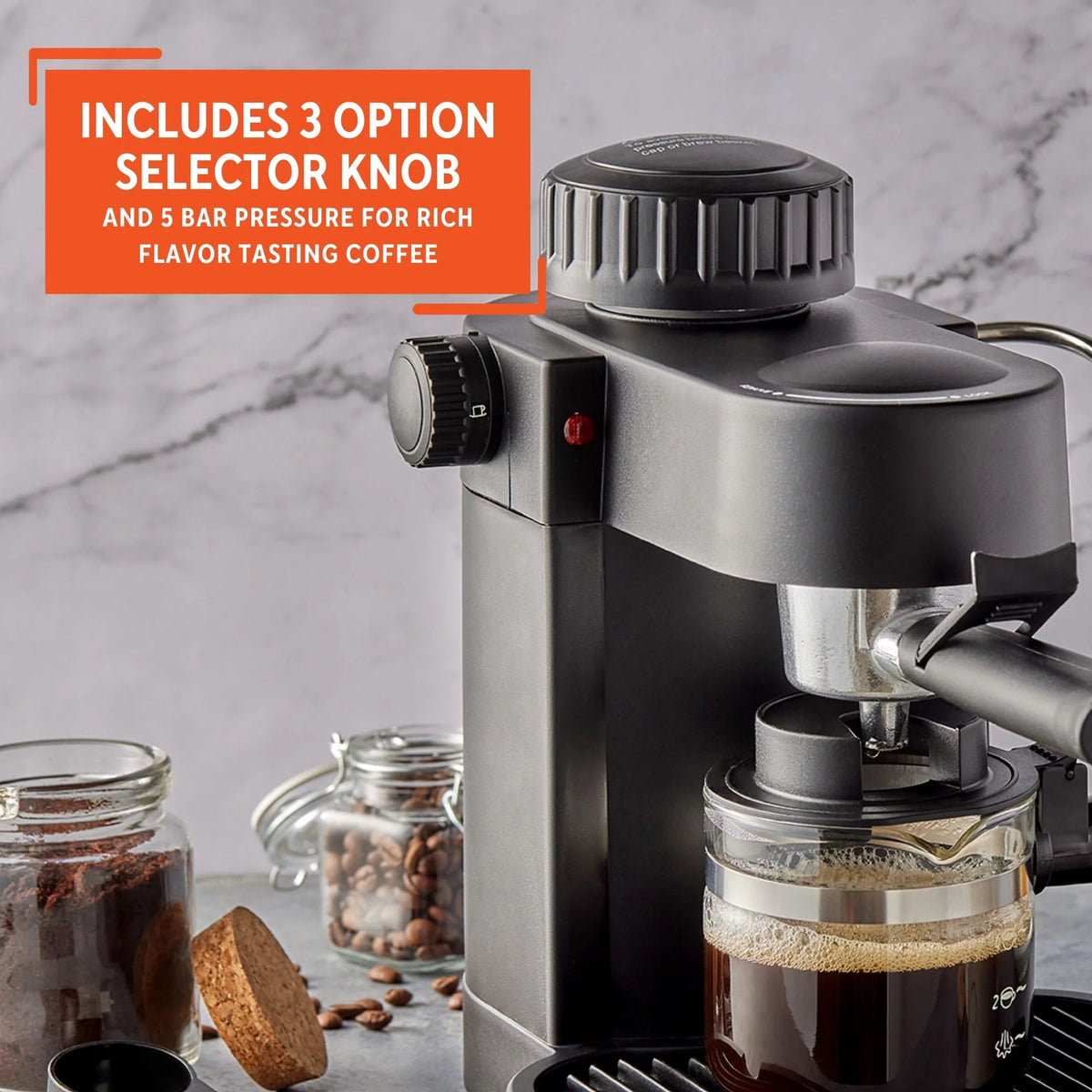 4 Cup Capacity Electric Espresso Cappuccino Maker 800 Watts Black M26639