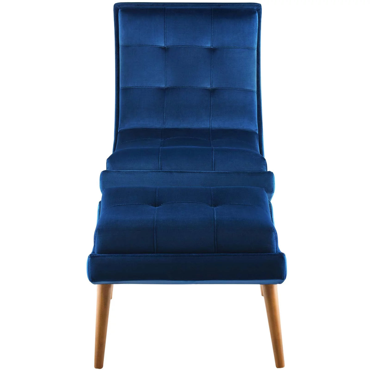 Navy Velvet Lounge Chair and Ottoman Set W29473