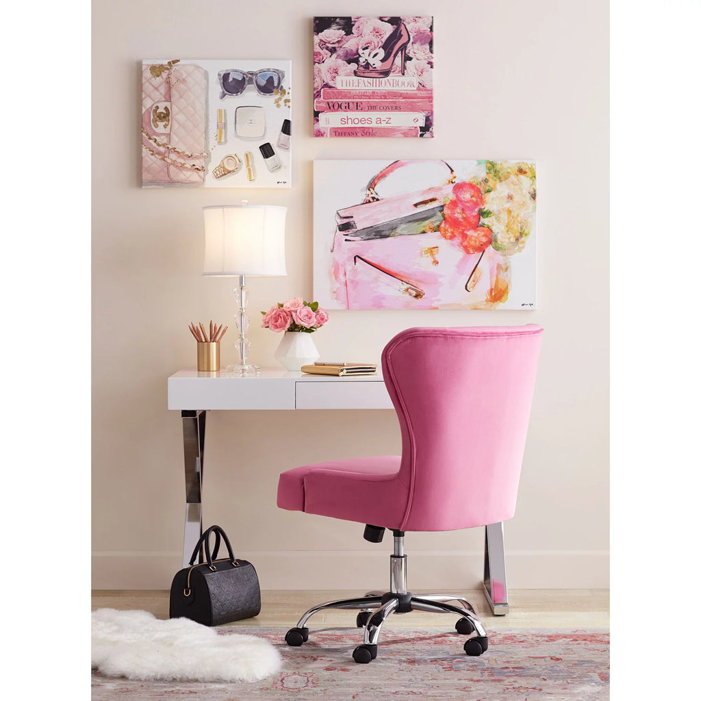 Crystal Column Table Lamp with White Drum Shade A2770